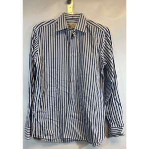 Tommy Bahama Mens Blue Striped Button Up Long Sleeve Dress Shirt Sz 15.5-34 D27